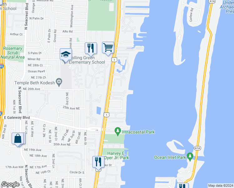 map of restaurants, bars, coffee shops, grocery stores, and more near 623 Windward Circle in Boynton Beach