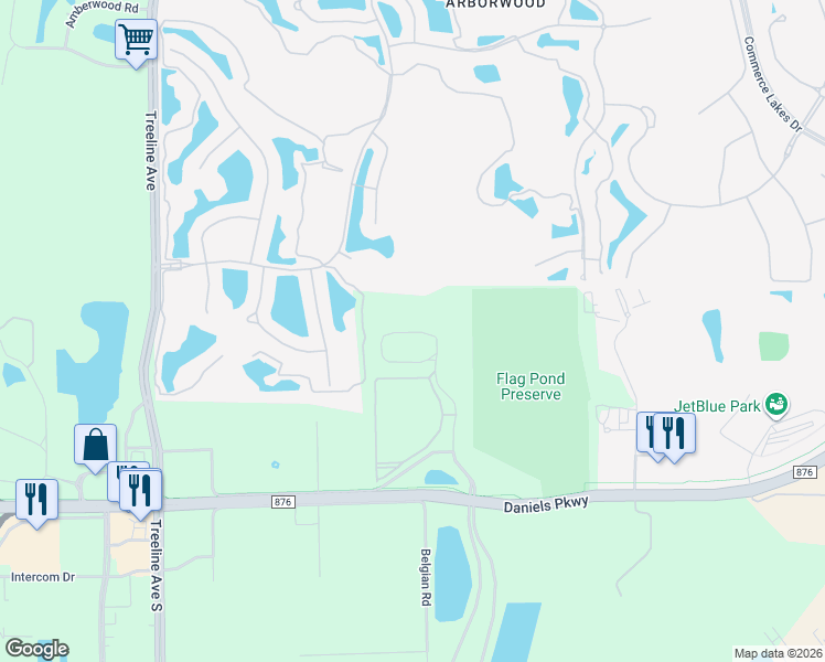 map of restaurants, bars, coffee shops, grocery stores, and more near 13461 Chana Court in Fort Myers