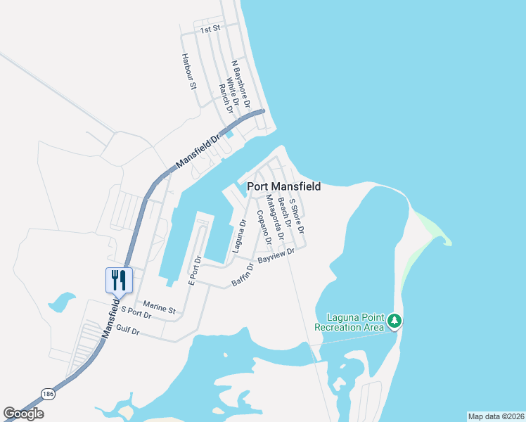 map of restaurants, bars, coffee shops, grocery stores, and more near 201-219 Copano Dr in Port Mansfield
