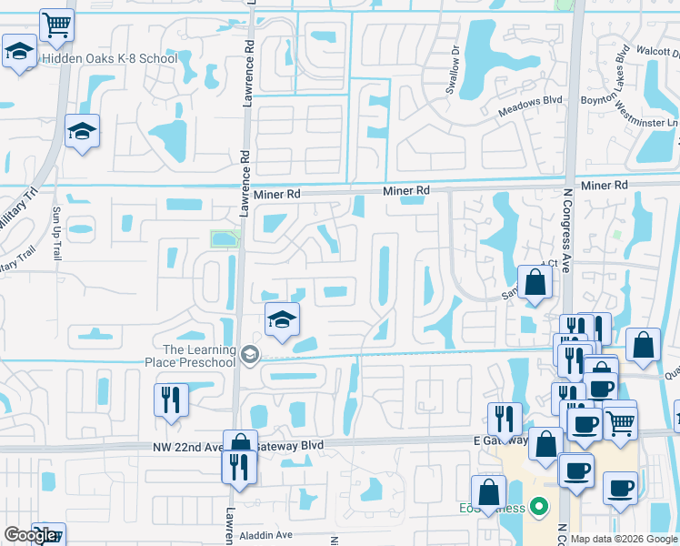map of restaurants, bars, coffee shops, grocery stores, and more near 99 Citrus Park Lane in Boynton Beach