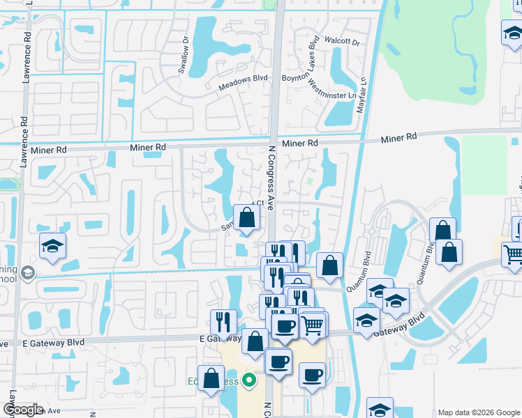 map of restaurants, bars, coffee shops, grocery stores, and more near 100-1398 Via Lugano Circle in Boynton Beach