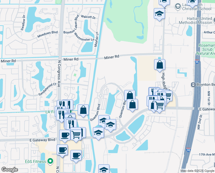 map of restaurants, bars, coffee shops, grocery stores, and more near 3152 North Greenleaf Circle in Boynton Beach