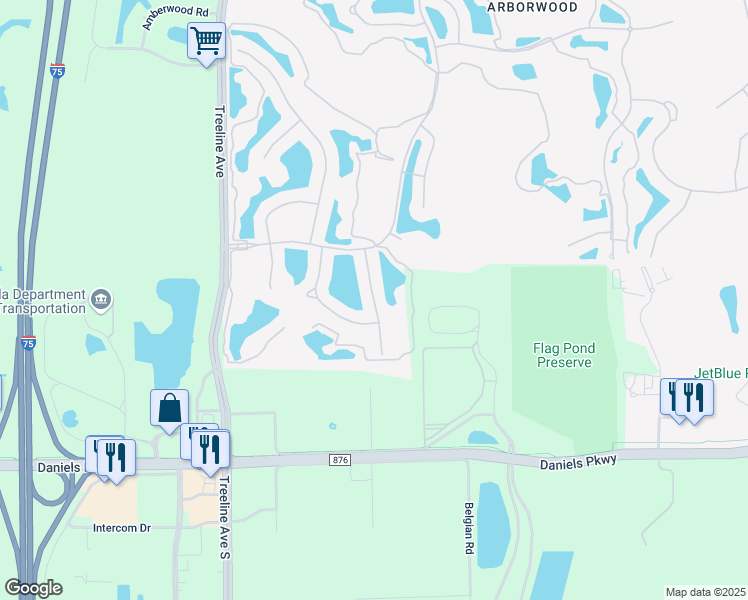 map of restaurants, bars, coffee shops, grocery stores, and more near 13036 Simsbury Terrace in Fort Myers