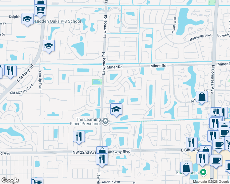 map of restaurants, bars, coffee shops, grocery stores, and more near 212 Citrus Trail in Boynton Beach
