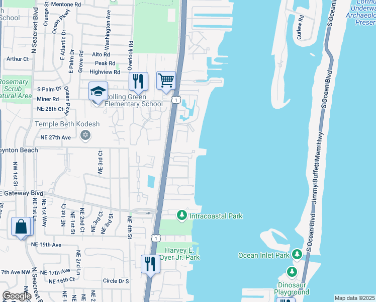 map of restaurants, bars, coffee shops, grocery stores, and more near 2700 North Federal Highway in Boynton Beach