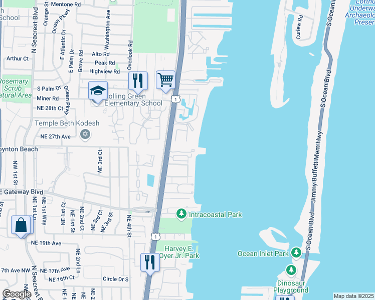 map of restaurants, bars, coffee shops, grocery stores, and more near 2678 North Federal Highway in Boynton Beach