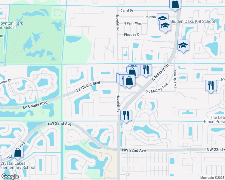 map of restaurants, bars, coffee shops, grocery stores, and more near 5081 Little Beth Drive South in Boynton Beach