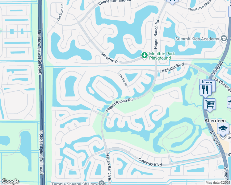 map of restaurants, bars, coffee shops, grocery stores, and more near 8401 Hagen Ranch Road in Boynton Beach