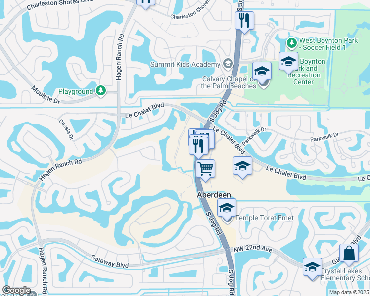 map of restaurants, bars, coffee shops, grocery stores, and more near 8034 Aberdeen Drive in Boynton Beach