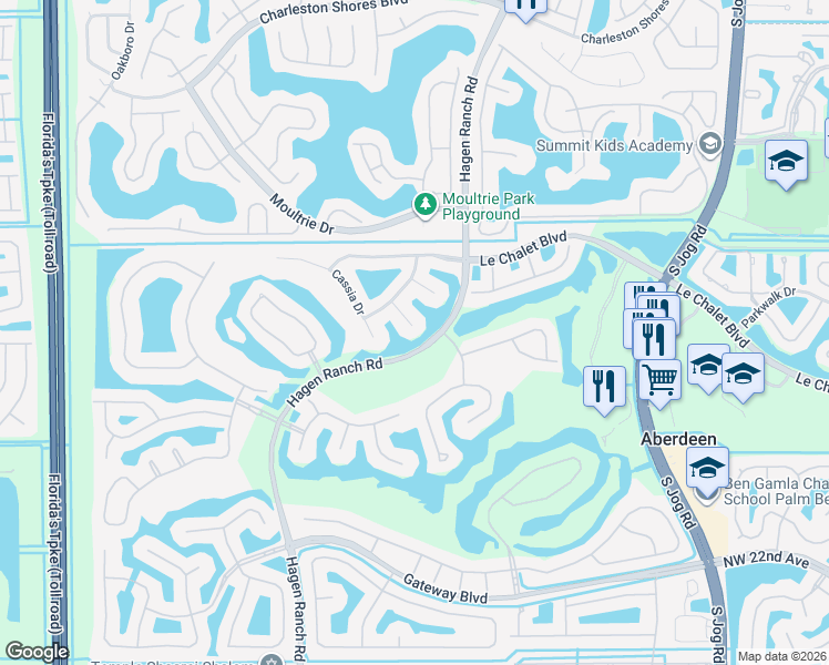 map of restaurants, bars, coffee shops, grocery stores, and more near 8216 Bellwort Place in Boynton Beach