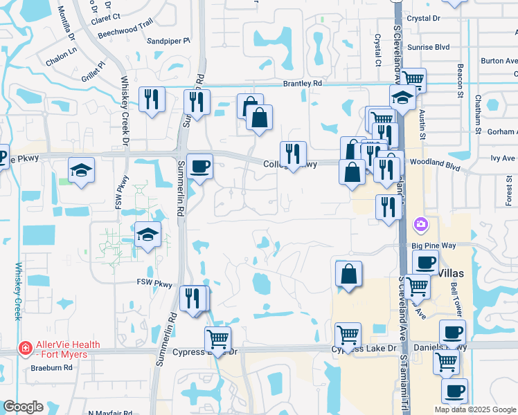 map of restaurants, bars, coffee shops, grocery stores, and more near 3292 Royal Canadian Trace in Fort Myers