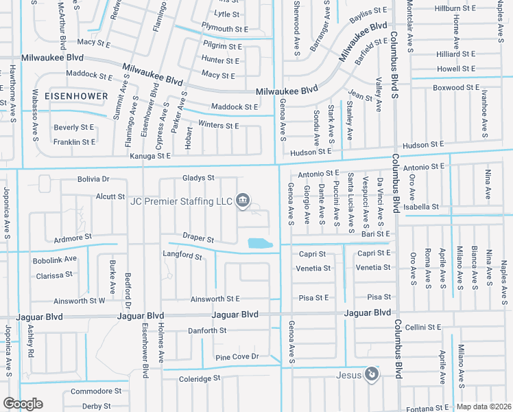 map of restaurants, bars, coffee shops, grocery stores, and more near 1063 Peach Street in Lehigh Acres