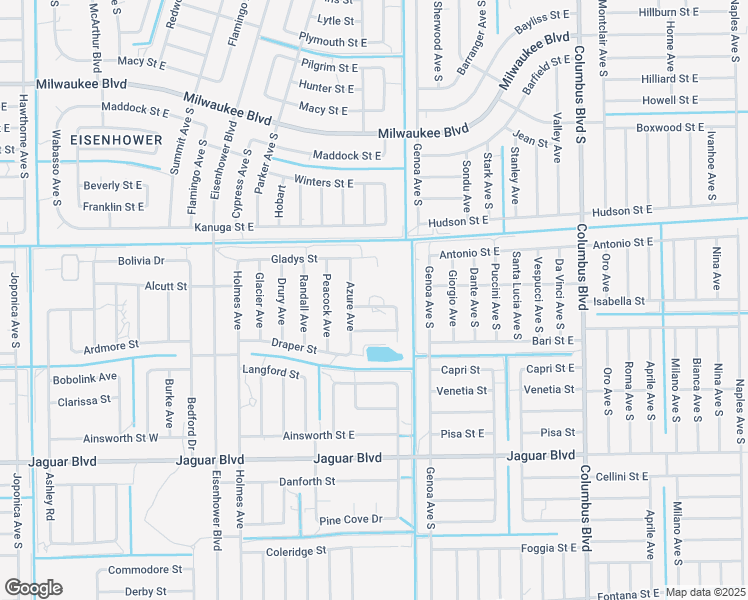 map of restaurants, bars, coffee shops, grocery stores, and more near 1055 Peach Street in Lehigh Acres