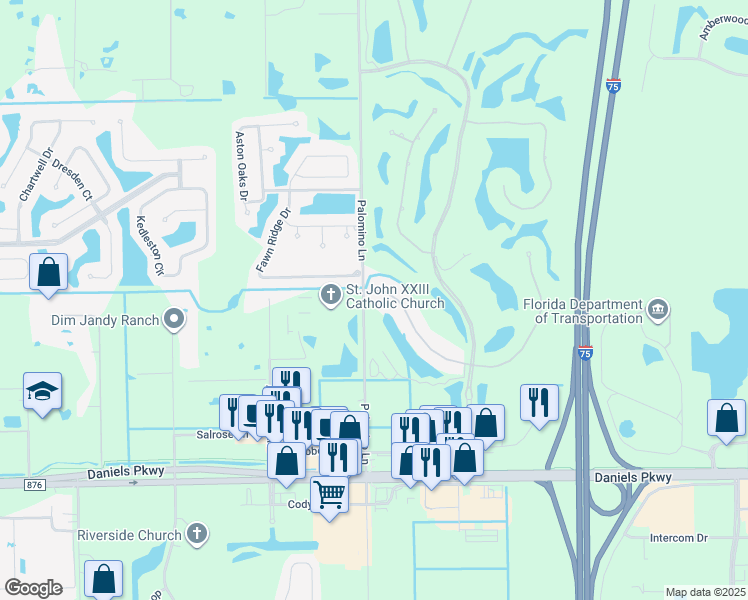 map of restaurants, bars, coffee shops, grocery stores, and more near 9231 Triana Terrace in Fort Myers