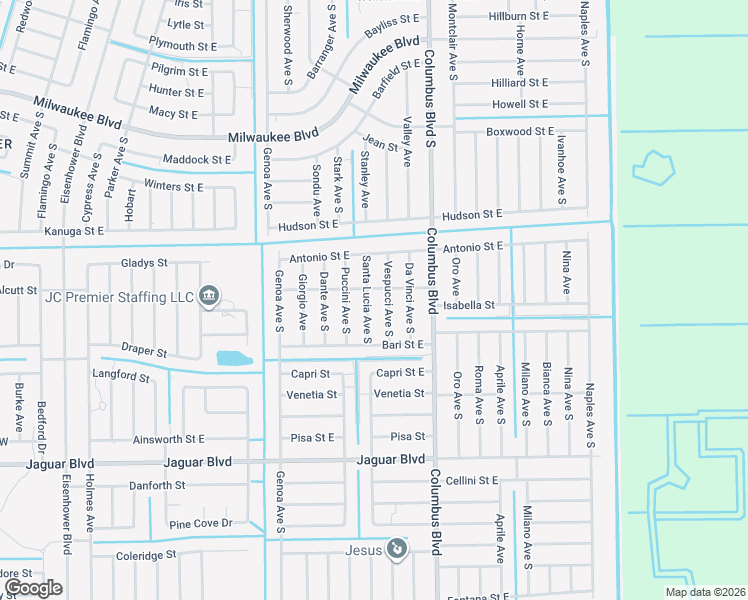 map of restaurants, bars, coffee shops, grocery stores, and more near 719 Santa Lucia Avenue South in Lehigh Acres
