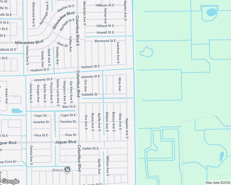 map of restaurants, bars, coffee shops, grocery stores, and more near 722 Nina Avenue South in Lehigh Acres