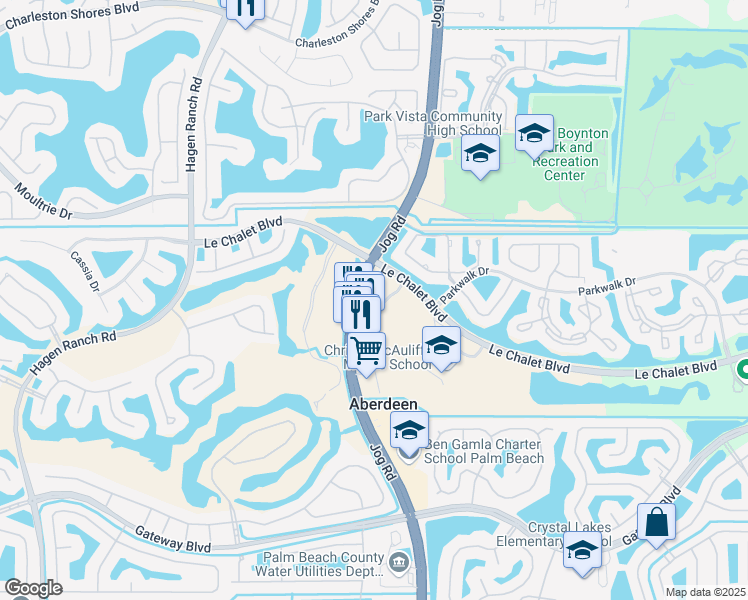 map of restaurants, bars, coffee shops, grocery stores, and more near 8200 Jog Road in Boynton Beach