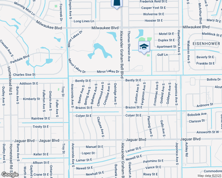 map of restaurants, bars, coffee shops, grocery stores, and more near 712 Delridge Avenue South in Lehigh Acres