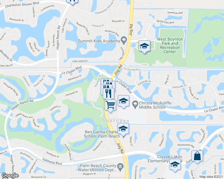 map of restaurants, bars, coffee shops, grocery stores, and more near 8200 Jog Road in Boynton Beach