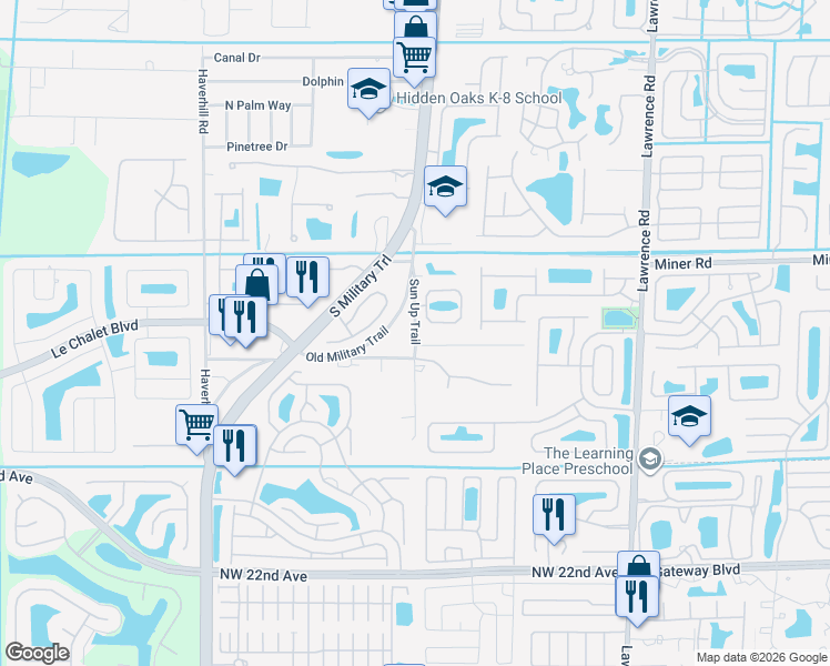 map of restaurants, bars, coffee shops, grocery stores, and more near 8194 Sun Up Trail in Boynton Beach