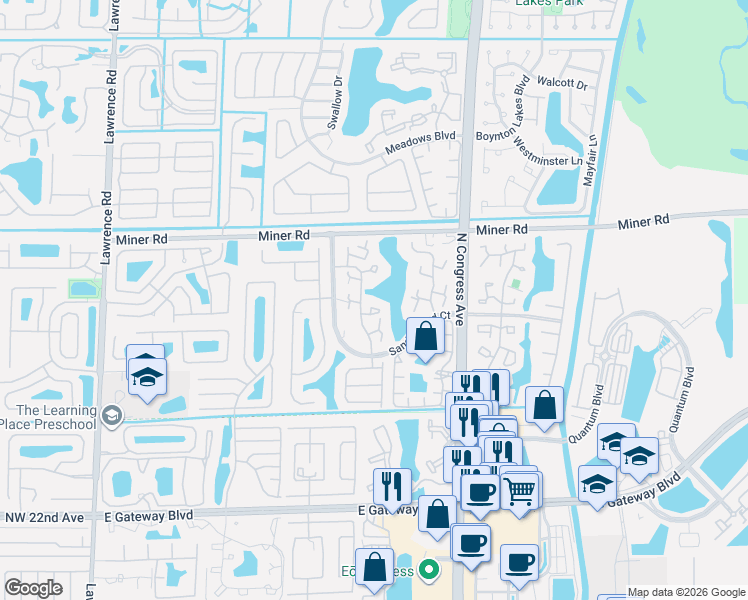 map of restaurants, bars, coffee shops, grocery stores, and more near 314 Buttonwood Lane in Boynton Beach
