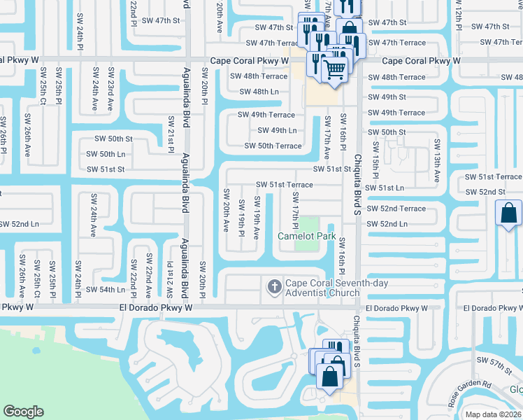 map of restaurants, bars, coffee shops, grocery stores, and more near 5221 SW 19th Ave in Cape Coral