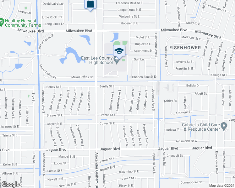 map of restaurants, bars, coffee shops, grocery stores, and more near 720 Ferguson Avenue South in Lehigh Acres