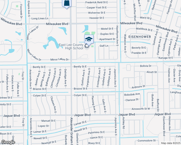 map of restaurants, bars, coffee shops, grocery stores, and more near 719 Ferguson Avenue South in Lehigh Acres