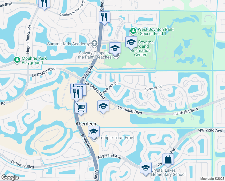 map of restaurants, bars, coffee shops, grocery stores, and more near 8261 Waterline Drive in Boynton Beach