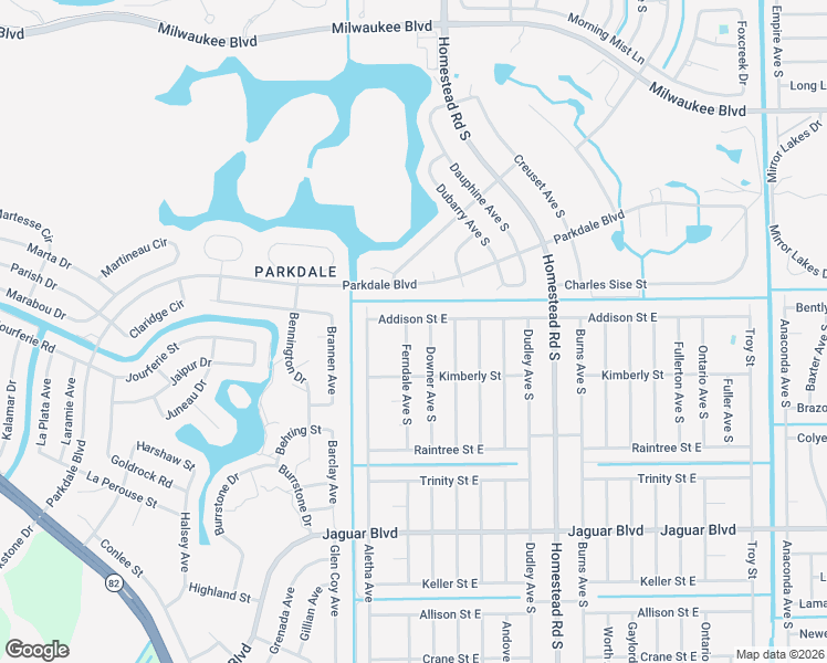 map of restaurants, bars, coffee shops, grocery stores, and more near 711 Ferndale Avenue South in Lehigh Acres