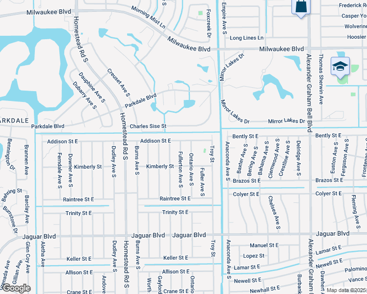 map of restaurants, bars, coffee shops, grocery stores, and more near 710 Ontario Avenue South in Lehigh Acres