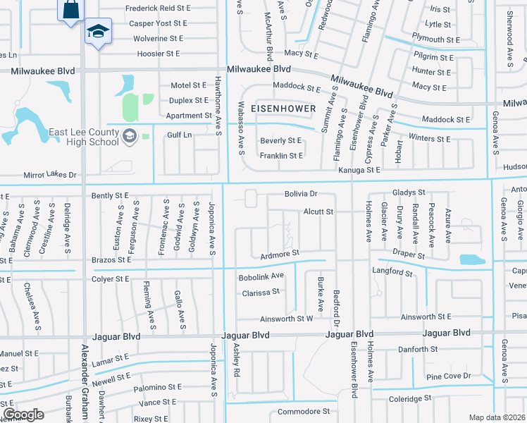 map of restaurants, bars, coffee shops, grocery stores, and more near 714 Bedford Point Avenue in Lehigh Acres
