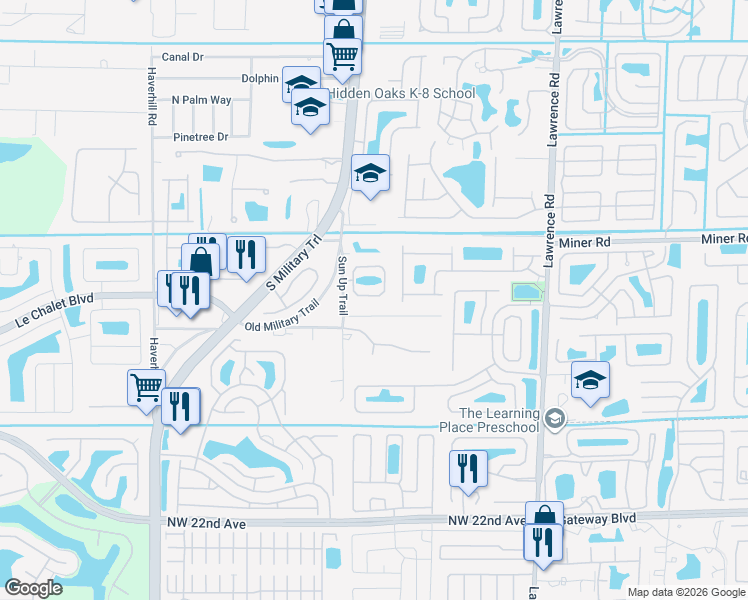 map of restaurants, bars, coffee shops, grocery stores, and more near 4455 Sunset Cay Circle in Boynton Beach