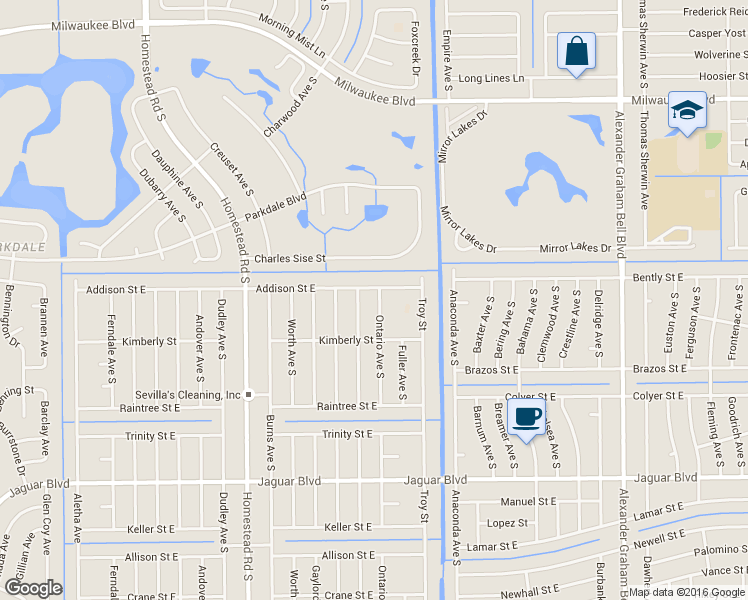 map of restaurants, bars, coffee shops, grocery stores, and more near 710 Ontario Ave S in Lehigh Acres