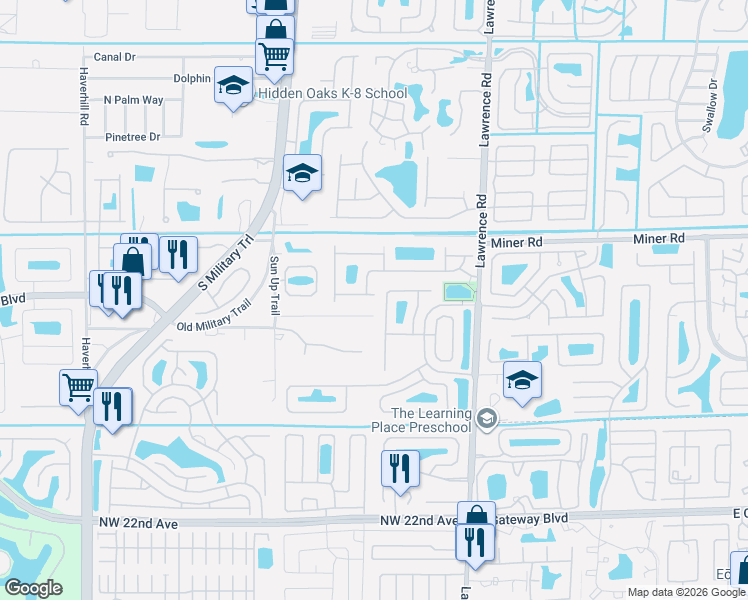 map of restaurants, bars, coffee shops, grocery stores, and more near 4304 Pomelo Boulevard in Boynton Beach