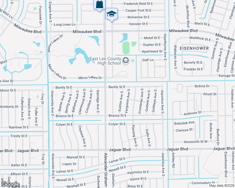 map of restaurants, bars, coffee shops, grocery stores, and more near 812 Dartmouth Court in Lehigh Acres