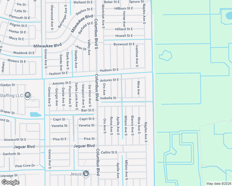 map of restaurants, bars, coffee shops, grocery stores, and more near 720 Aprile Avenue South in Lehigh Acres