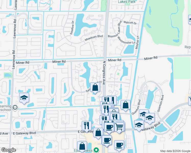 map of restaurants, bars, coffee shops, grocery stores, and more near 122 Live Oak Lane in Boynton Beach