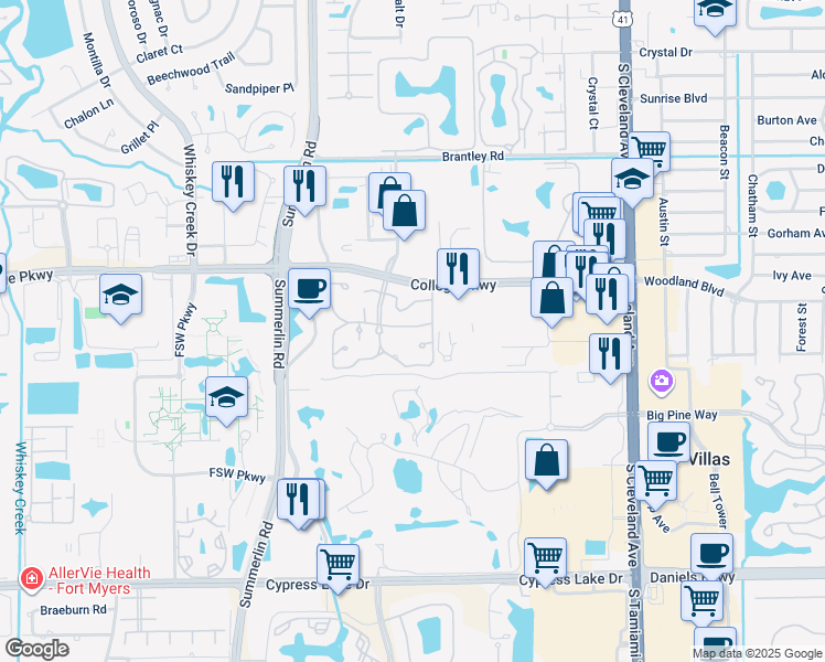 map of restaurants, bars, coffee shops, grocery stores, and more near 3292 Royal Canadian Trace in Fort Myers