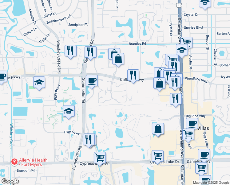 map of restaurants, bars, coffee shops, grocery stores, and more near 3292 Royal Canadian Trace in Fort Myers