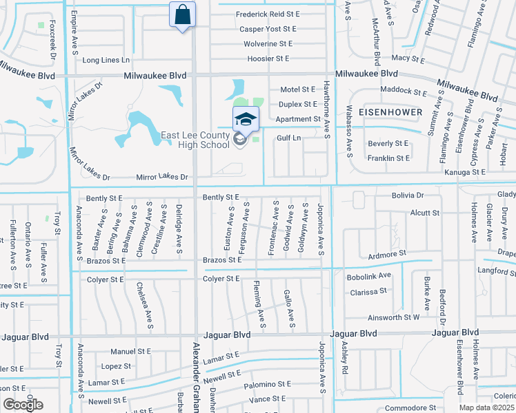 map of restaurants, bars, coffee shops, grocery stores, and more near 719 Ferguson Avenue South in Lehigh Acres