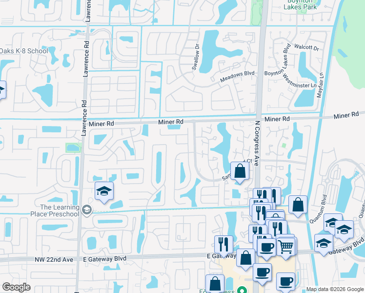 map of restaurants, bars, coffee shops, grocery stores, and more near 1504 Siena Lane in Boynton Beach
