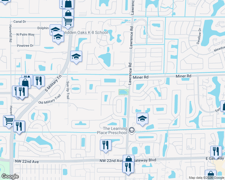 map of restaurants, bars, coffee shops, grocery stores, and more near 8097 Red Reef Lane in Boynton Beach