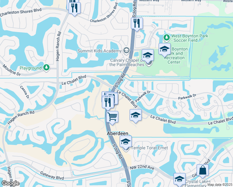 map of restaurants, bars, coffee shops, grocery stores, and more near 8188 Jog Road in Boynton Beach