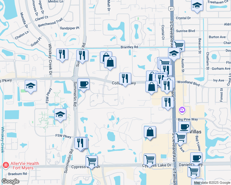 map of restaurants, bars, coffee shops, grocery stores, and more near 3292 Royal Canadian Trace in Fort Myers