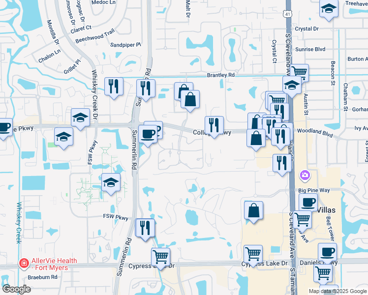map of restaurants, bars, coffee shops, grocery stores, and more near 3292 Royal Canadian Trace in Fort Myers