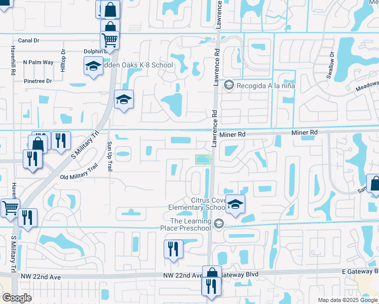 map of restaurants, bars, coffee shops, grocery stores, and more near 7989 Shaddock Drive in Boynton Beach
