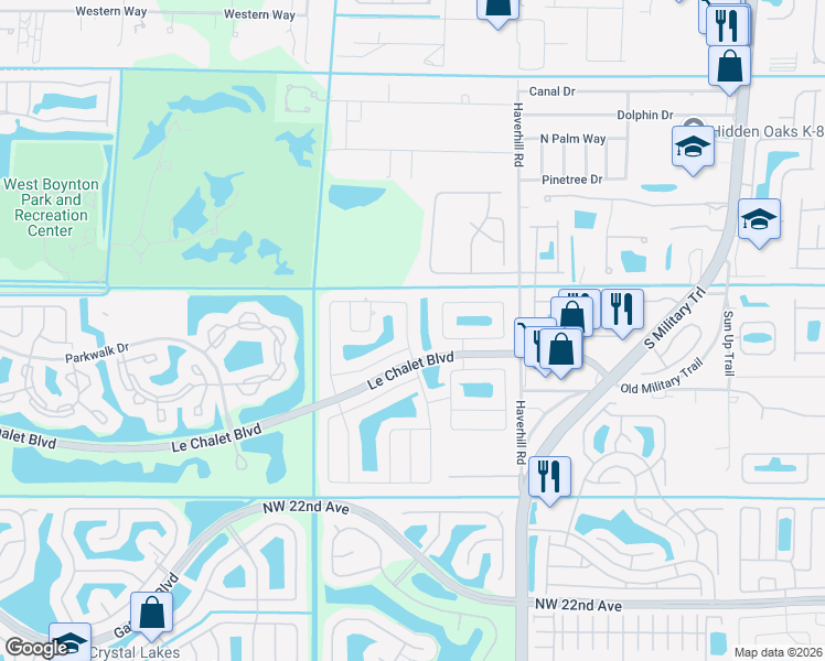map of restaurants, bars, coffee shops, grocery stores, and more near 8070 Rose Marie Avenue West in Boynton Beach
