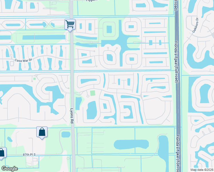 map of restaurants, bars, coffee shops, grocery stores, and more near 8954 Via Tuscany Drive in Boynton Beach