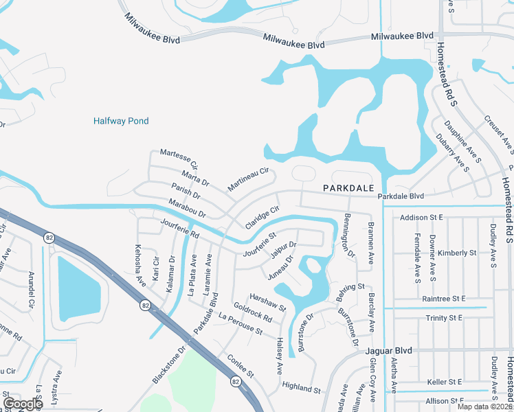 map of restaurants, bars, coffee shops, grocery stores, and more near 374 Parkdale Boulevard in Lehigh Acres